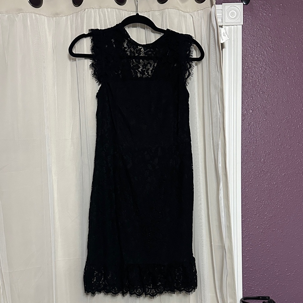 Pink Lily Black Lace Mini Dress